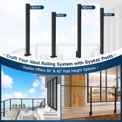 Gyykzz 8Ft Stainless Steel T304 Black Handrail Black Rectangular Cuttable