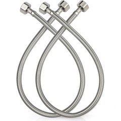 Midanya Faucet Supply Lines,24″ Stainless Steel Braided Water 24 Inch, White