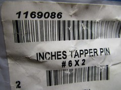 #6 0.299″-11/32″End Dia 2″L Plain C/S Std Tapered Pin QTY 2