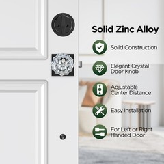 Black Front Door Handle and Deadbolt Set, Modern Front Door Lock Set with Cry…