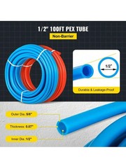 Pex Tubing 2 Rolls 1/2″ 100ft Plumbing Water Supply Tube Tool New