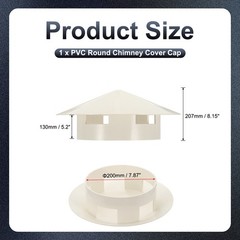 8″ Chimney Cap, Roof Vent Cap Cowl Rain Cover Air Vent Cap, White