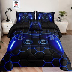 5 Pieces Bed in a Bag for Boys Bedding Sets Twin Size,Gamer Comforter Sets fo…