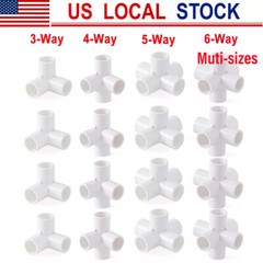 4pcs 1/2″ 3/4″ 1″ 1.2″ 1.5″ PVC 3/4/5/6-Way Elbow Connector Pipe Fittings White
