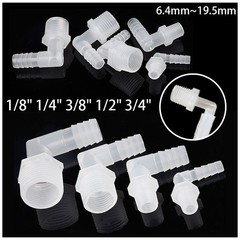 90 Degree Elbow External Thread Tube Hose Barb Plastic Tube Connector 6.4~19.5mm