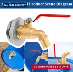 2″ Drum Faucet for 55 Gallon Drum, 1″ Brass Barrel Spigot Faucet with EPDM Gaske