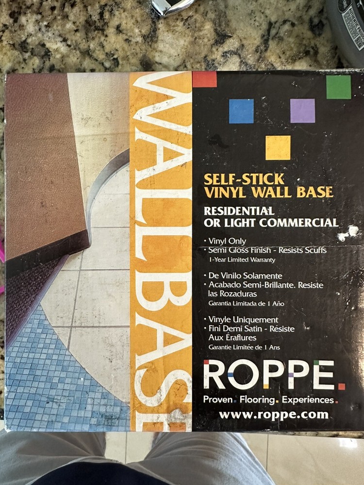 Self-Stick Vinyl Wall Cover Base Black HC40C51S100 Trim Baseboard 4” X 20”