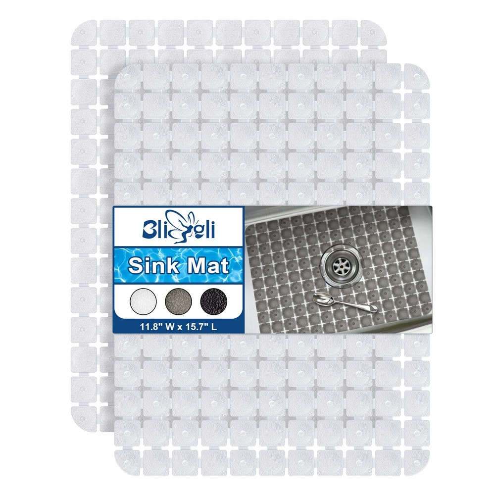 Bligli Sink Mat for Stainless Steel/Ceramic 11.8 x 15.7 inches, Transparent