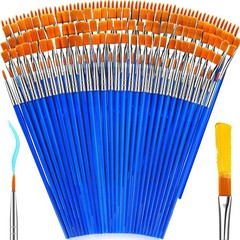 162 Pcs Paint Brushes Bulk, Round Flat Tip Acrylic 162 PCS, Blue