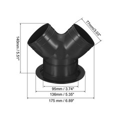 3 Way Duct Splitter 3″x3″x4″ Y Reducer Connector Air Vent Hose Exhaust Adapter