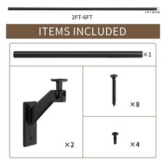 5 FT Handrails Kit for Indoor Outdoor Stairs，Modern 5 FT, Matte Black