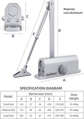 Commercial Grade Hydraulic Door Closer Large Size, Heavy Duty No Slam with Ho…