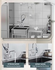 Commercial Prinse-Faucet with Pull Down Sprayer, Wall Mount 8″ Center, Brass