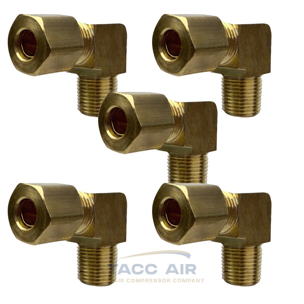 5PC 1/4″ Compression x 1/8″ MNPT 90 Degree Brass Compression Elbow Pipe Fitting