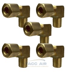 5PC 1/4″ Compression x 1/8″ MNPT 90 Degree Brass Compression Elbow Pipe Fitting