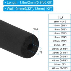 PATIKIL 1″(25mm) ID x 6Ft x 0.35″ Pipe Insulation x x
