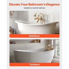 Wall Mount Clawfoot Tub Faucet with Handheld Shower, Brushed Gold, Swing Arms &
