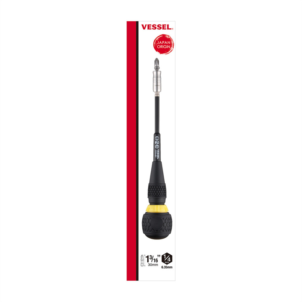Vessel Tools BALL GRIP Ratchet Interchangeable Screwdriver with 10 PC. Bit Set