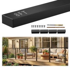 Gyykzz 8Ft Stainless Steel T304 Black Handrail Black Rectangular Cuttable
