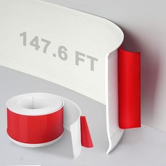 Self-Adhesive Vinyl Baseboard Trim, 4″ x 147.6′ Peel and Stick White Molding