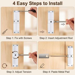 Automatic Door Closer, Stainless Steel Safety Spring Door Closer Adjustable