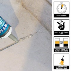 DRYLOK Masonry Crack Filler, 10.5 fl oz, Gray, Fast~Setting, Paintable