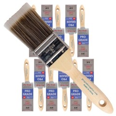 12-Pack – 2″ Flat Brushes for All Latex and Oil Paints & Stains