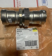 1-1/2” Viega 95430 MegaPress 304 Stainless Pipe Union Model 4160 P X P FKM