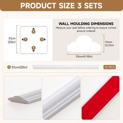 Peel And Stick Wall Molding Kit Inmozata 3 Sets 3D Pre-Cut Accent Molding Trim