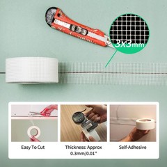Fiberglass Drywall Joint Tape, 1.97 in x 150 Ft, Self~Adhesive Mesh