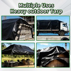 Black Tarps Heavy Duty Waterproof 16×20, 12 Mil Thick, High Durability, Rip a…
