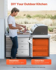 Outdoor Kitchen Drawers, 16.5″W x 29″H x 20.5″D Triple Access Drawers, Stainless