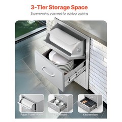 Outdoor Kitchen Drawers, 16.5″W x 29″H x 20.5″D Triple Access Drawers, Stainless