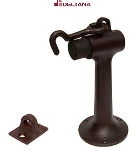 Deltana DSF630U10B 6″ Tall Solid Brass Floor Mount Door Bumper Stop w/Hook Latch