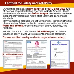 20ft Roof Heat Tape for Roof and Gutters, Constant Wattage 5w/ft, CSA ETL Cer…