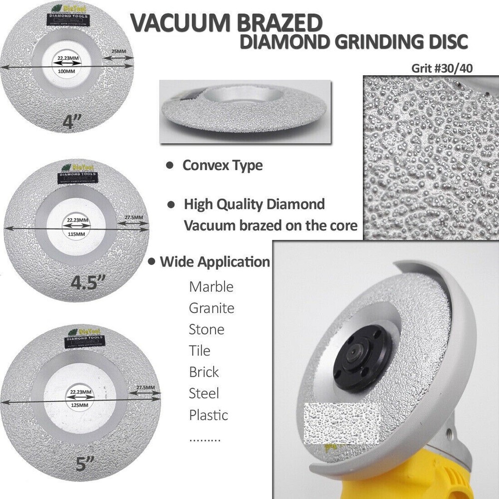 Power Tools accessories 5″ Diamond Vacuum Brazed convex Cup Wheel for steel iron