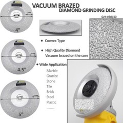 wet polisher grinder 5 Pieces 5″ Convex Vacuum Brazed Diamond Grinding Cup Wheel