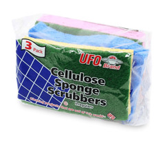 CASE OF 60 UNITS x 3 PACK OF U.F.O. BRAND CELLULOSE SPONGE HEAVY DUTY SCRUBBER.