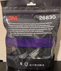 3M 26830 Performance Pressure HVLP Atomizing Head Refill Kit, Variety Kit, 6/pk