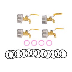 4pcs Rain Barrel Spigot Brass Barrel Faucet For 55 Gallon Drum W/ 4 PTFE Tapes