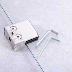 8Pc Square Glass Clamps Brushed Nickel 48x42x24mm for Bathroom Wine Door Cabinet