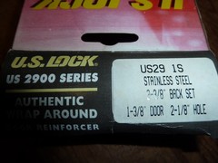 NEW US Lock 2900 US29 1S Wrap Around Reinforcer 2-3/8 Backset 1-3/8 Door 2-1/8