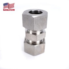 304SS Compression Tube Fitting Union Straight Connect 3/8″ x 3/8″ Tube OD 1PC
