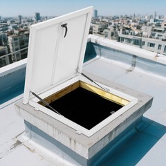 Square Roof Access Hatch White Roof Security Door Access Door 90° Opening Angle