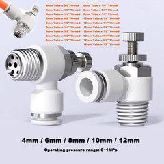 4-10mm Pneumatic L Shape Flow Control Valve Push-fit Hose Tube Airline Connector