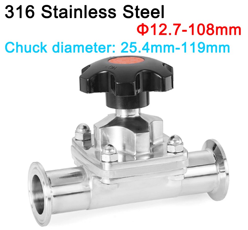 1/2″ 3/4″ 1″ to 4-1/4″ Stainless Steel 316L Tri-Clamp Sanitary Diaphragm Valve