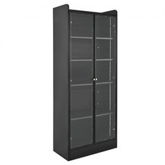 Display Cabinet with Doors, 67 in Tall Lighted Display Case with 2 Adjustable Sh