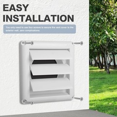 wgsajlo 4 Inch Louvered Dryer Vent Cover for Exterior Walls, UV White