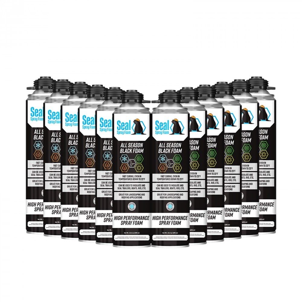 Seal Spray SEALASB12 All Season Black Gun Foam 23.3 oz Can – 12 Pack