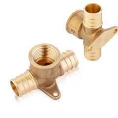 (Pack of 2) EFIELD 3/4″ Pex x x Female NPT Drop-ear Tee Brass
